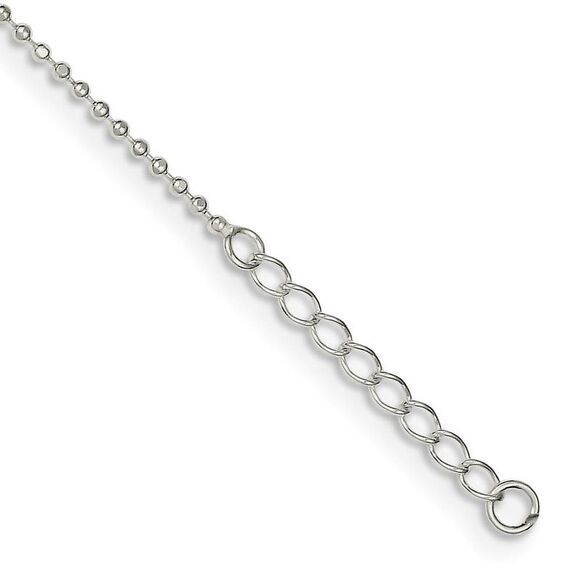 Sterling Silver 1.5mm Beaded FAITH Charm Anklet, 10-11 Inch - Picture 2 of 5